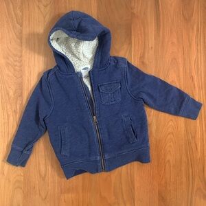 Old Navy Sherpa-Lined Blue Zip Up Hoodie - Size 4